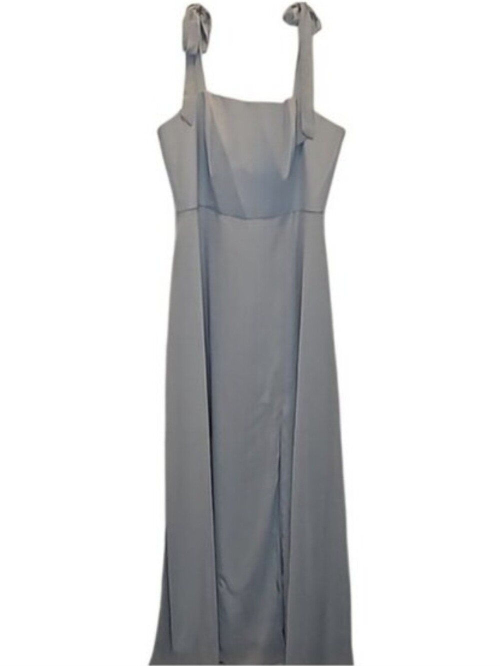 Dessy Collection Bow Shoulder Chiffon Maxi Dress Size 18 New Mist Blue Women's - Picture 3 of 11
